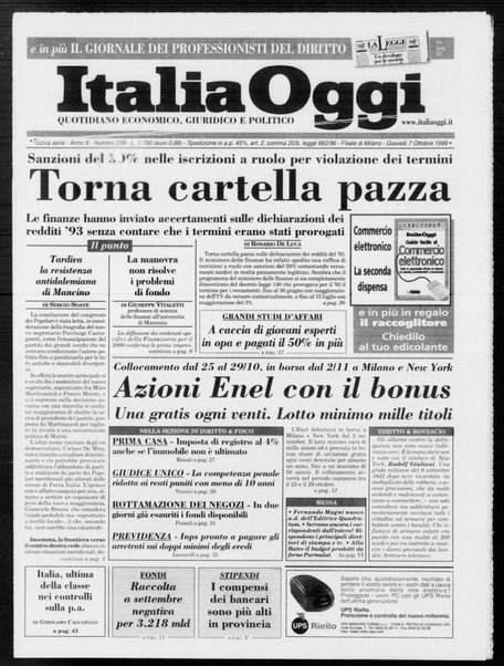 Italia oggi : quotidiano di economia finanza e politica